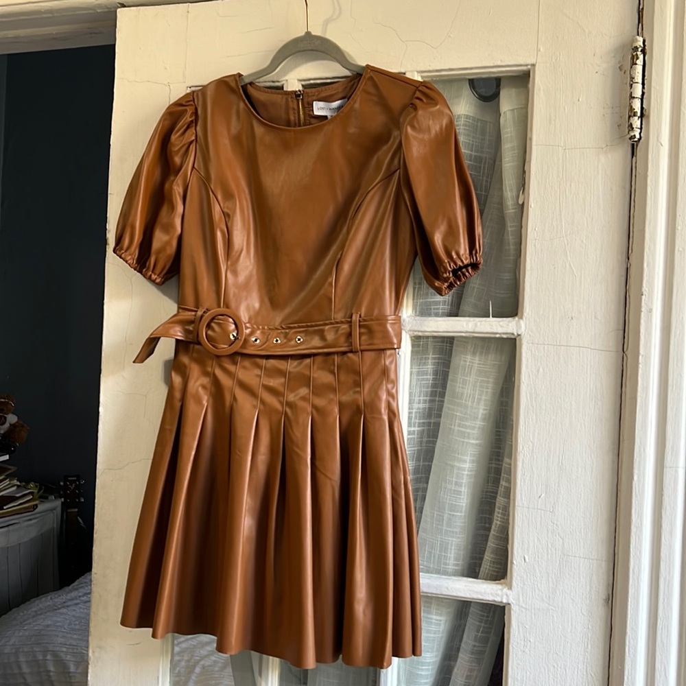Lost + Wander Brown Faux Leather dress